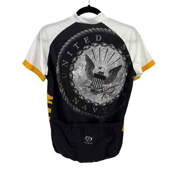 PRIMAL USN US Navy Cycling Jersey Mens Size Small Black White Yellow - Picture 5 of 10